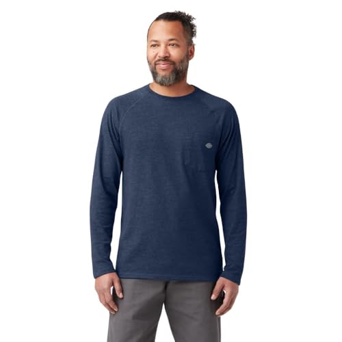 Dickies Cooling Long Sleeve Pocket T-Shirt, Dark Navy Heather, 3X
